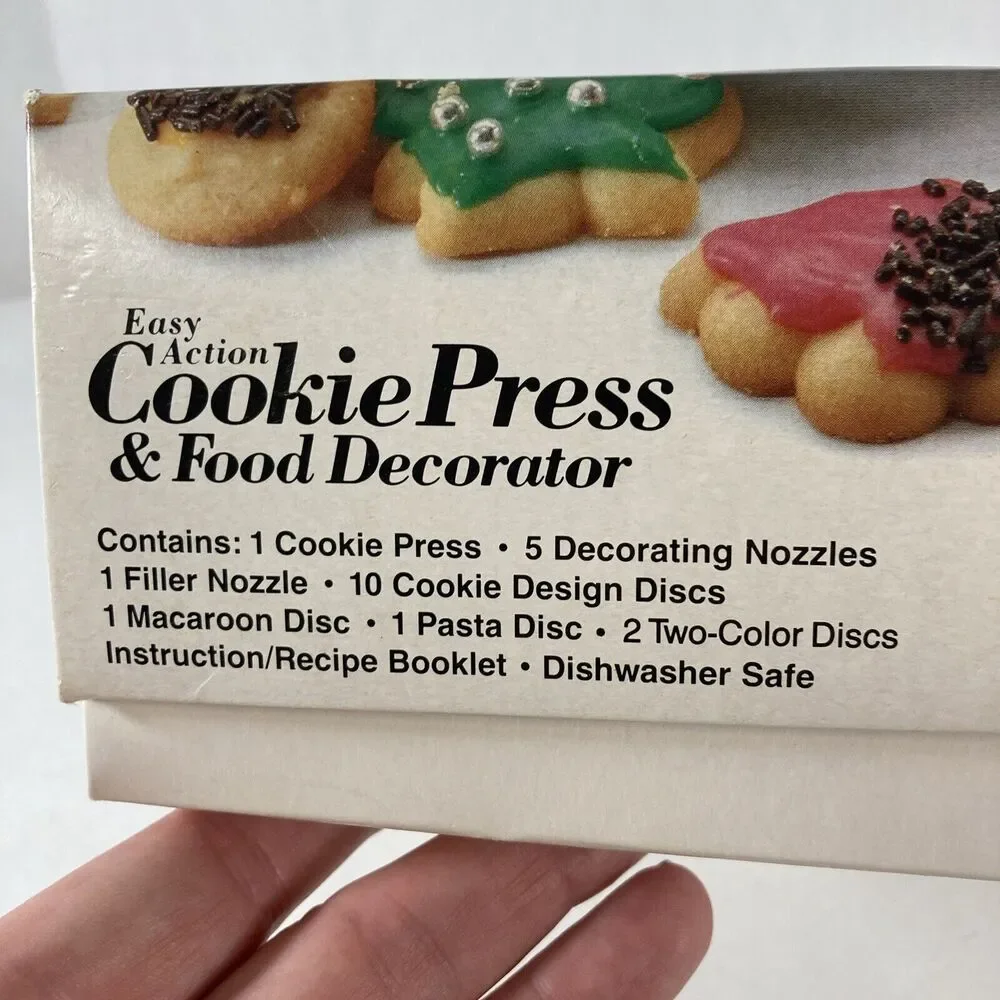 Hutzler Gerda Cookie Press & Food Decorator Easy Action Shapes Two Tone Vtg NOS